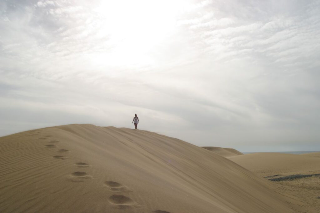 a acao cura o medo - pessoa sozinha em pé, no topo de uma colina ou diante de uma grande paisagem serena e vasta, com luz natural suave, demonstrando clareza e controle emocional